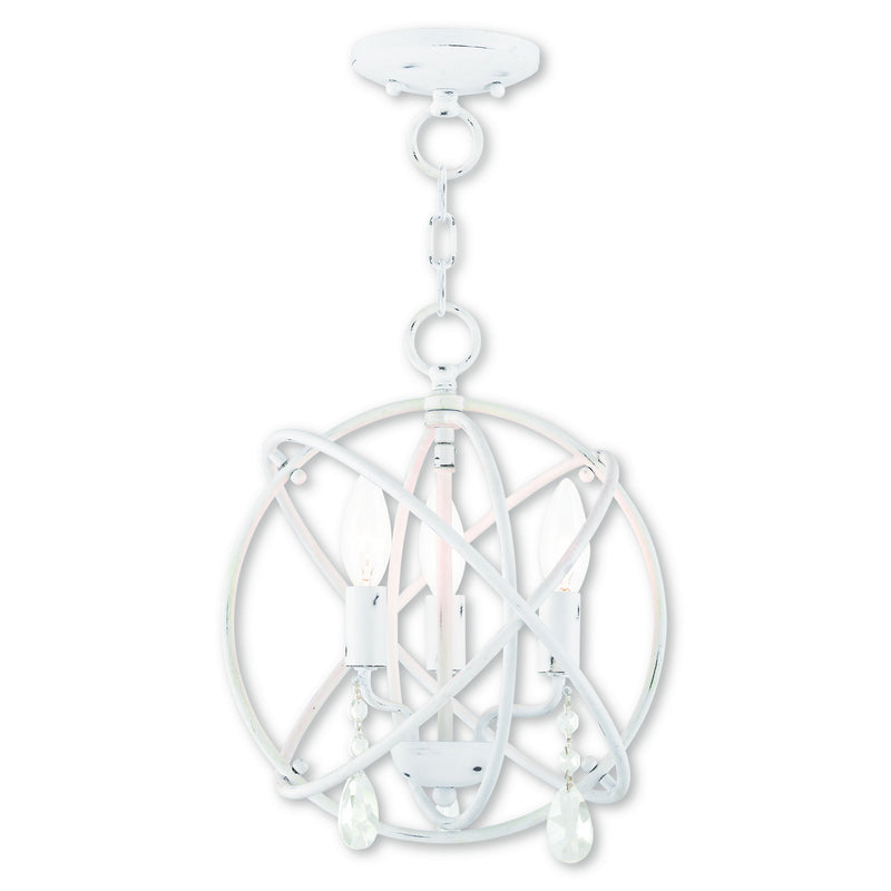 Livex Lighting 40903-60 Three Light Mini Chandelier/Ceiling Mount, Antique White