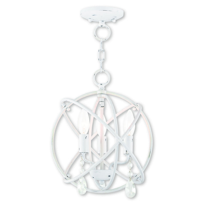 Livex Lighting 40903-60 Three Light Mini Chandelier/Ceiling Mount, Antique White