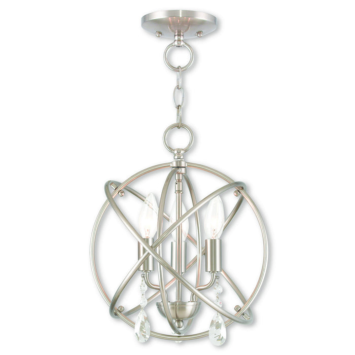 Livex Lighting 40903-91 Three Light Mini Chandelier/Ceiling Mount, Brushed Nickel