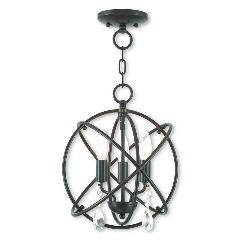 Livex Lighting 40903-92 Three Light Mini Chandelier/Ceiling Mount, English Bronze