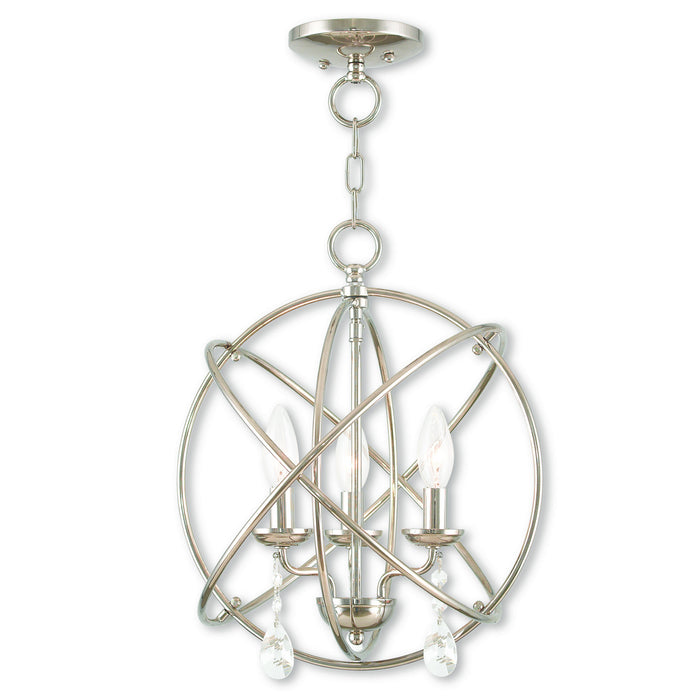 Livex Lighting 40904-35 Three Light Mini Chandelier/Ceiling Mount, Polished Nickel