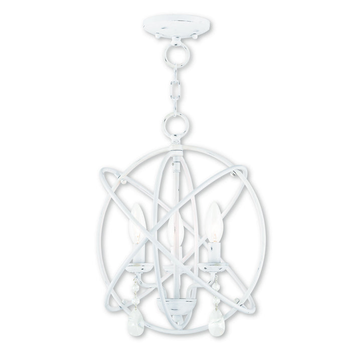 Livex Lighting 40904-60 Three Light Mini Chandelier/Ceiling Mount, Antique White