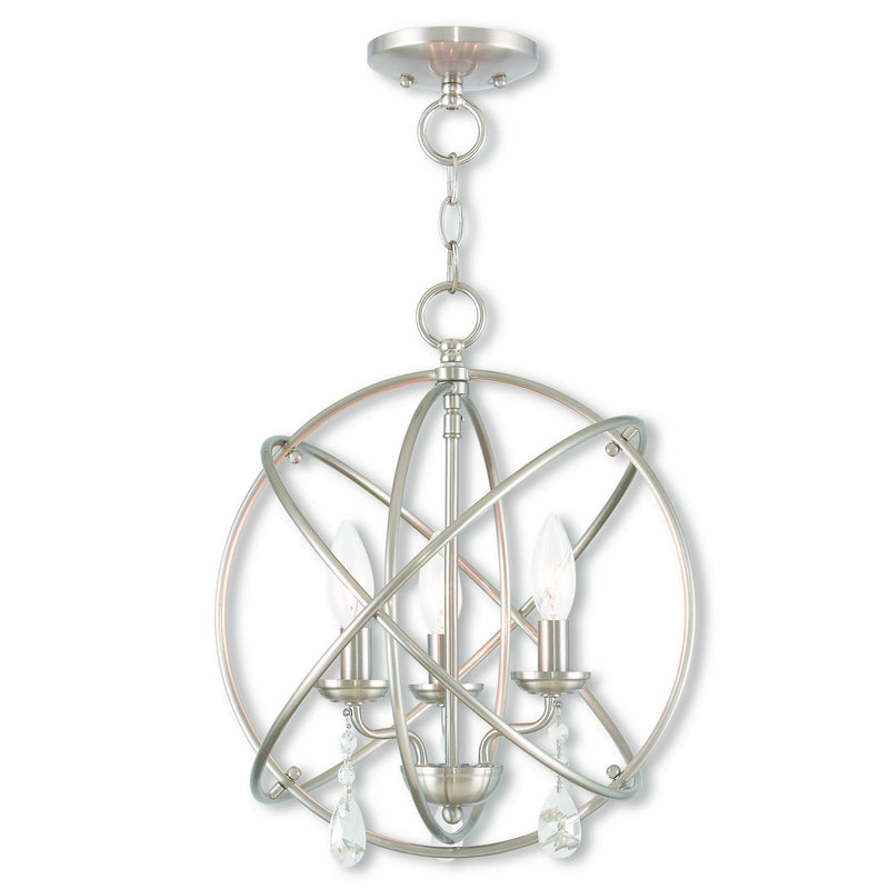 Livex Lighting 40904-91 Three Light Mini Chandelier/Ceiling Mount, Brushed Nickel