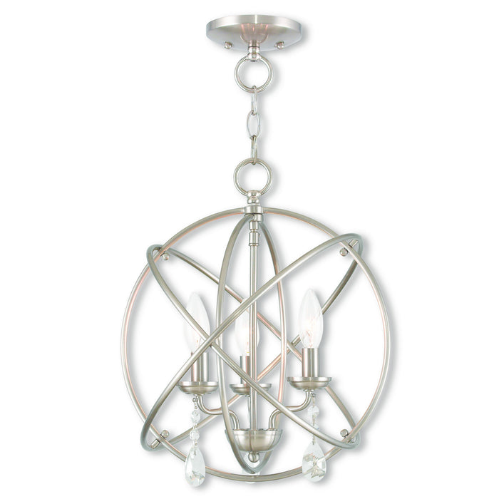 Livex Lighting 40904-91 Three Light Mini Chandelier/Ceiling Mount, Brushed Nickel
