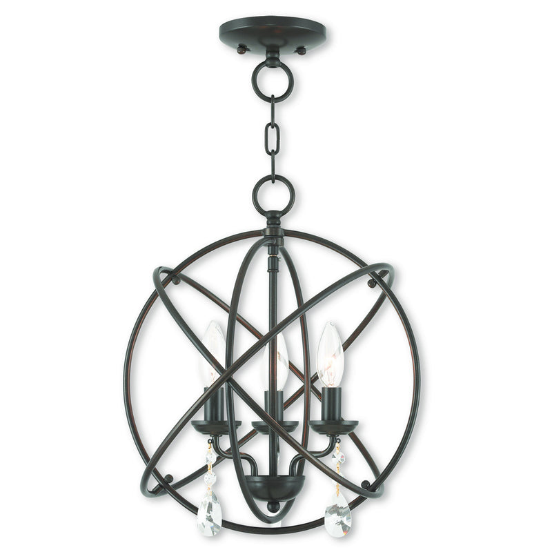 Livex Lighting 40904-92 Three Light Mini Chandelier/Ceiling Mount, English Bronze