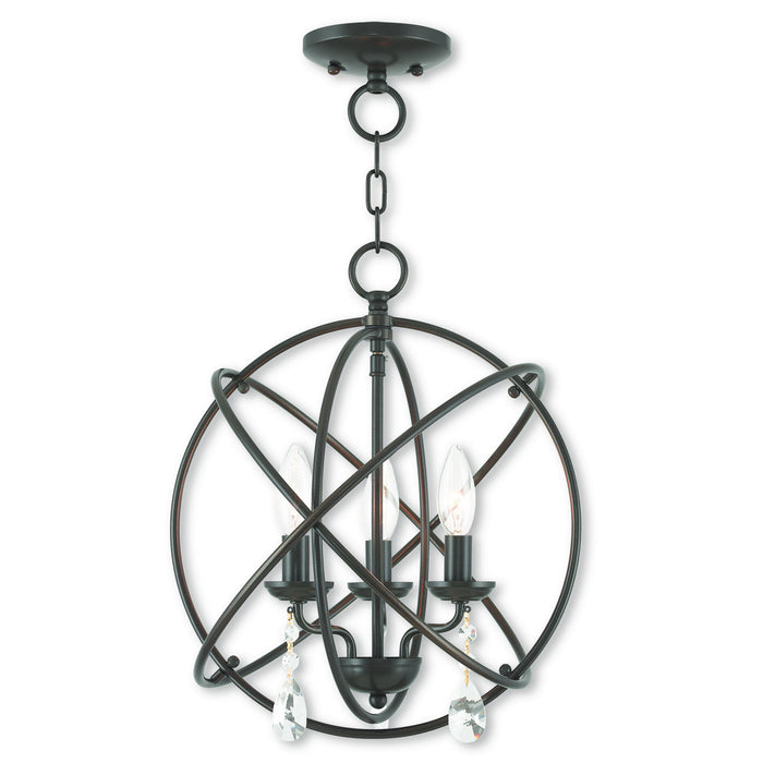 Livex Lighting 40904-92 Three Light Mini Chandelier/Ceiling Mount, English Bronze