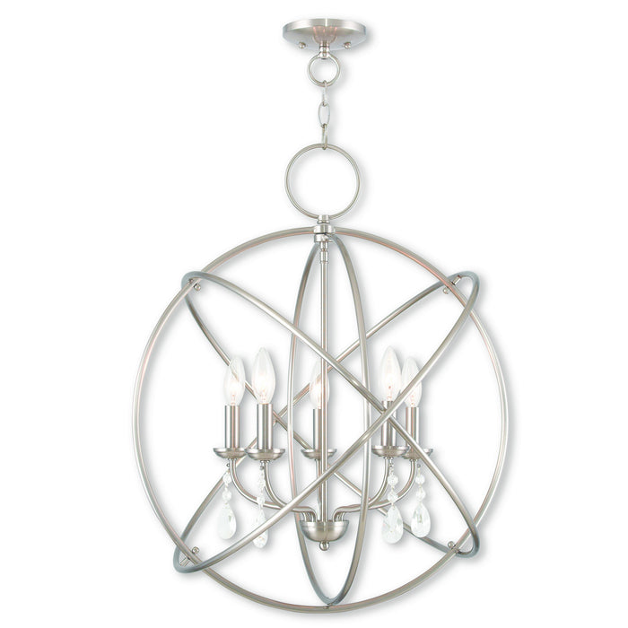Livex Lighting 40905-91 Five Light Chandelier, Brushed Nickel