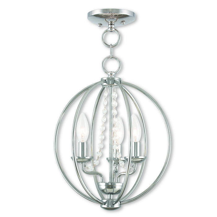Livex Lighting 40913-05 Three Light Mini Chandelier/Ceiling Mount, Polished Chrome