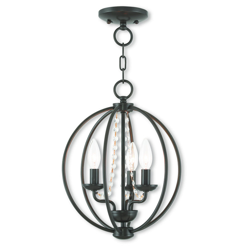 Livex Lighting 40913-92 Three Light Mini Chandelier/Ceiling Mount, English Bronze