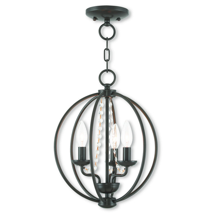 Livex Lighting 40913-92 Three Light Mini Chandelier/Ceiling Mount, English Bronze