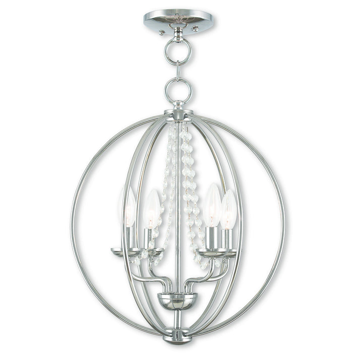 Livex Lighting 40914-05 Four Light Mini Chandelier/Ceiling Mount, Polished Chrome