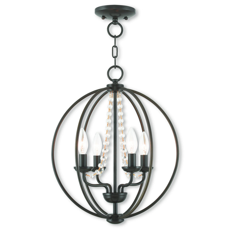 Livex Lighting 40914-92 Four Light Mini Chandelier/Ceiling Mount, English Bronze