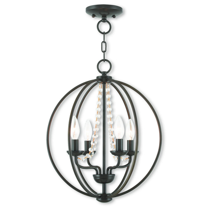 Livex Lighting 40914-92 Four Light Mini Chandelier/Ceiling Mount, English Bronze