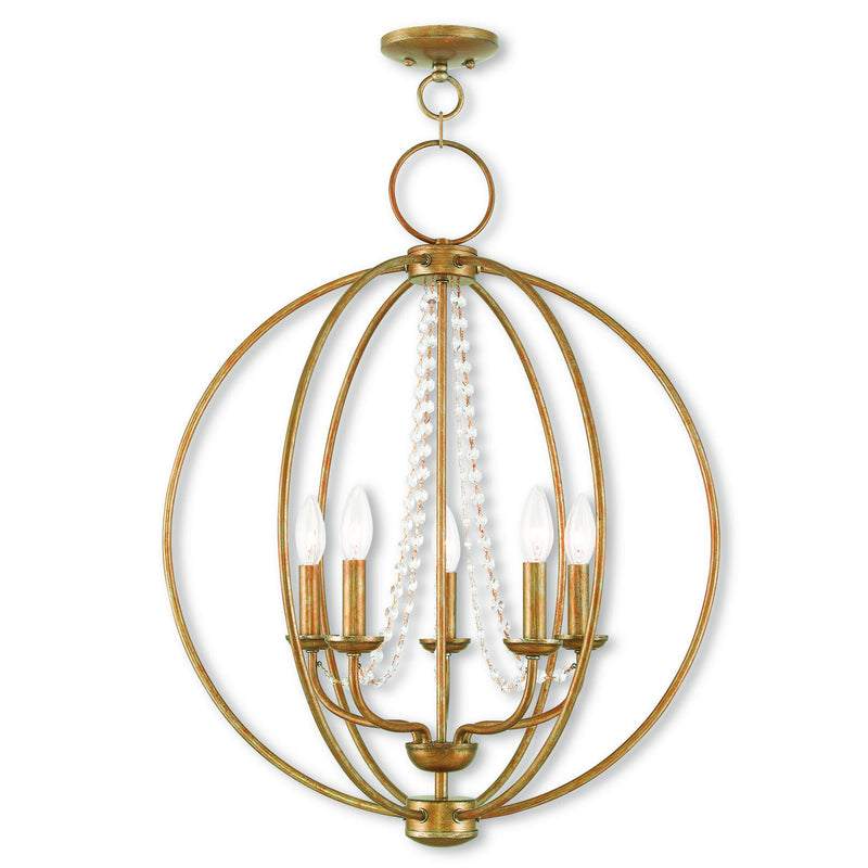 Livex Lighting 40915-48 Five Light Chandelier, Antique Gold Leaf
