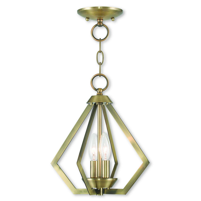 Livex Lighting 40922-01 Two Light Mini Chandelier/Ceiling Mount, Antique Brass