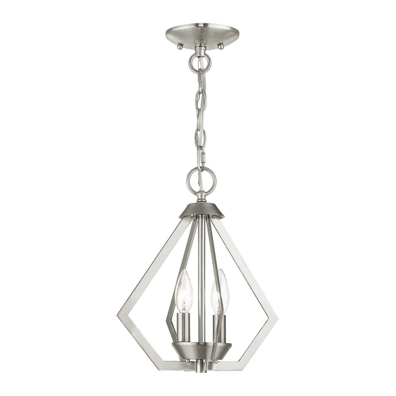 Livex Lighting 40922-91 Two Light Mini Chandelier/Ceiling Mount, Brushed Nickel