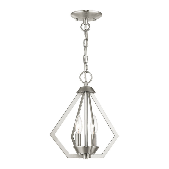 Livex Lighting 40922-91 Two Light Mini Chandelier/Ceiling Mount, Brushed Nickel