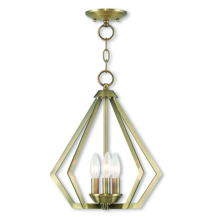 Livex Lighting 40923-01 Three Light Mini Chandelier/Ceiling Mount, Antique Brass