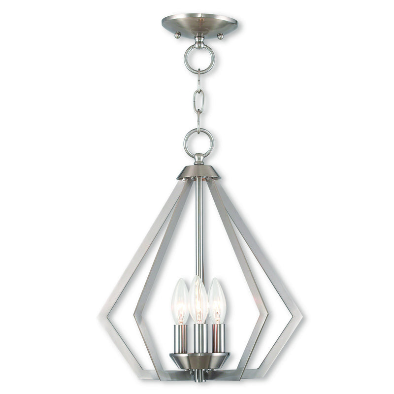 Livex Lighting 40923-91 Three Light Mini Chandelier/Ceiling Mount, Brushed Nickel