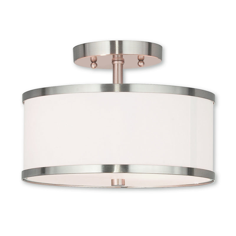 Livex Lighting 62626-91 Two Light Ceiling Mount, Brushed Nickel