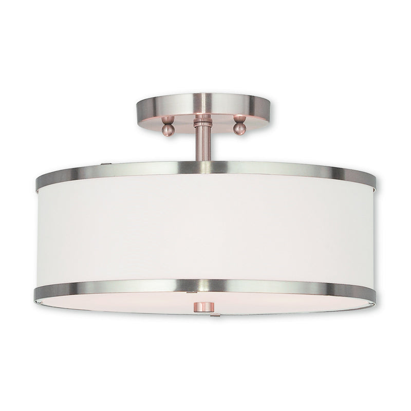 Livex Lighting 62627-91 Two Light Ceiling Mount, Brushed Nickel