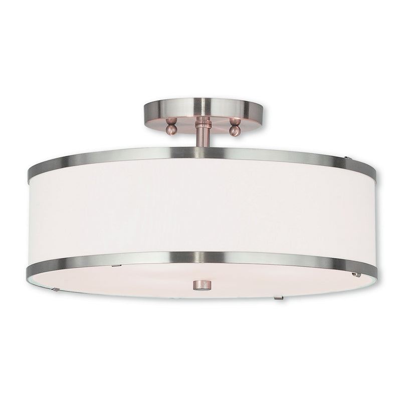 Livex Lighting 62628-91 Three Light Ceiling Mount, Brushed Nickel