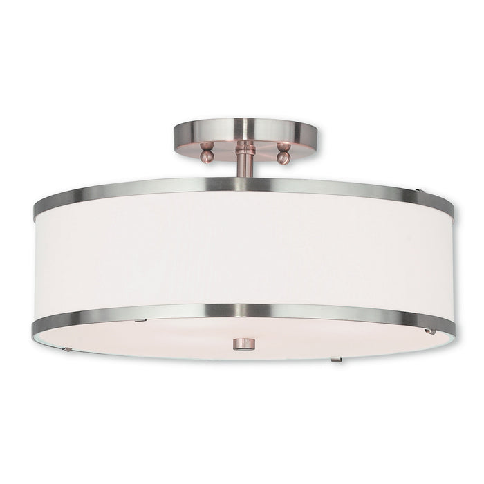 Livex Lighting 62628-91 Three Light Ceiling Mount, Brushed Nickel