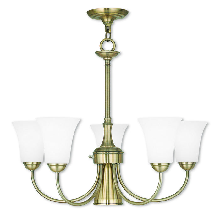 Livex Lighting 6465-01 Six Light Chandelier, Antique Brass