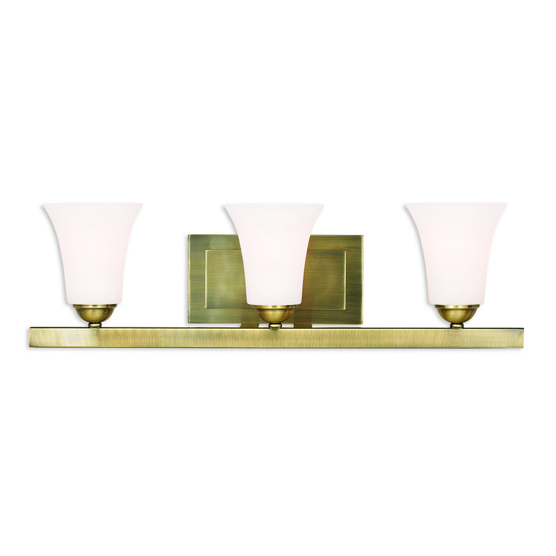 Livex Lighting 6493-01 Three Light Bath Vanity, Antique Brass