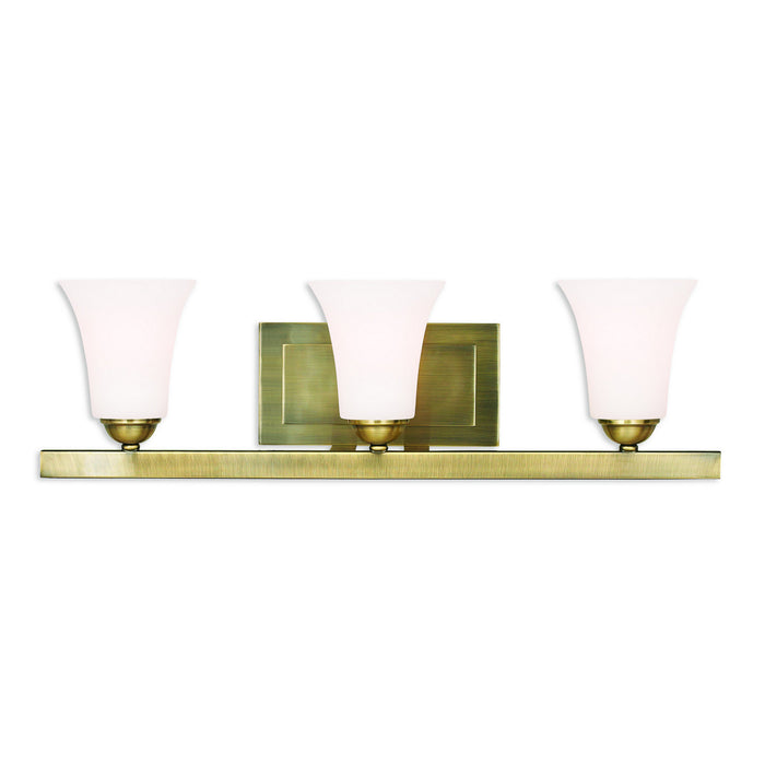 Livex Lighting 6493-01 Three Light Bath Vanity, Antique Brass
