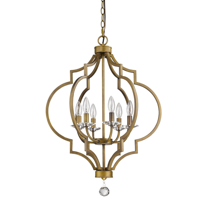 Acclaim Lighting IN11018RB Six Light Chandelier, Raw Brass