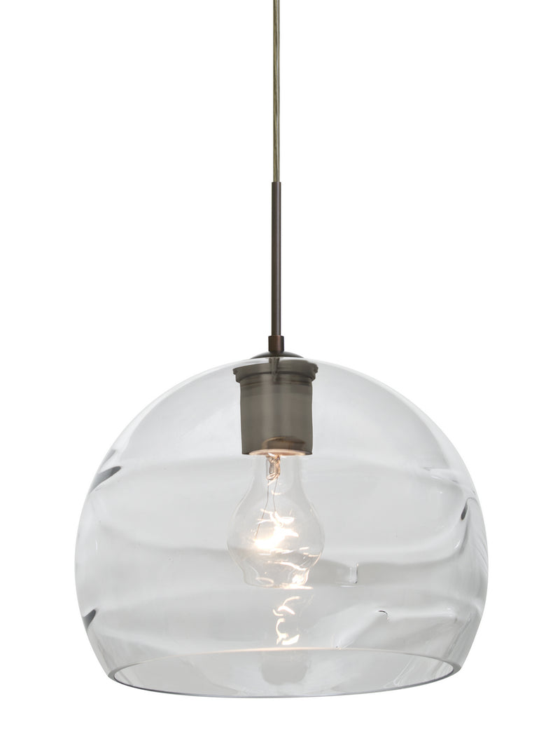 Besa 1JT-SPIR10CL-BR One Light Pendant, Bronze