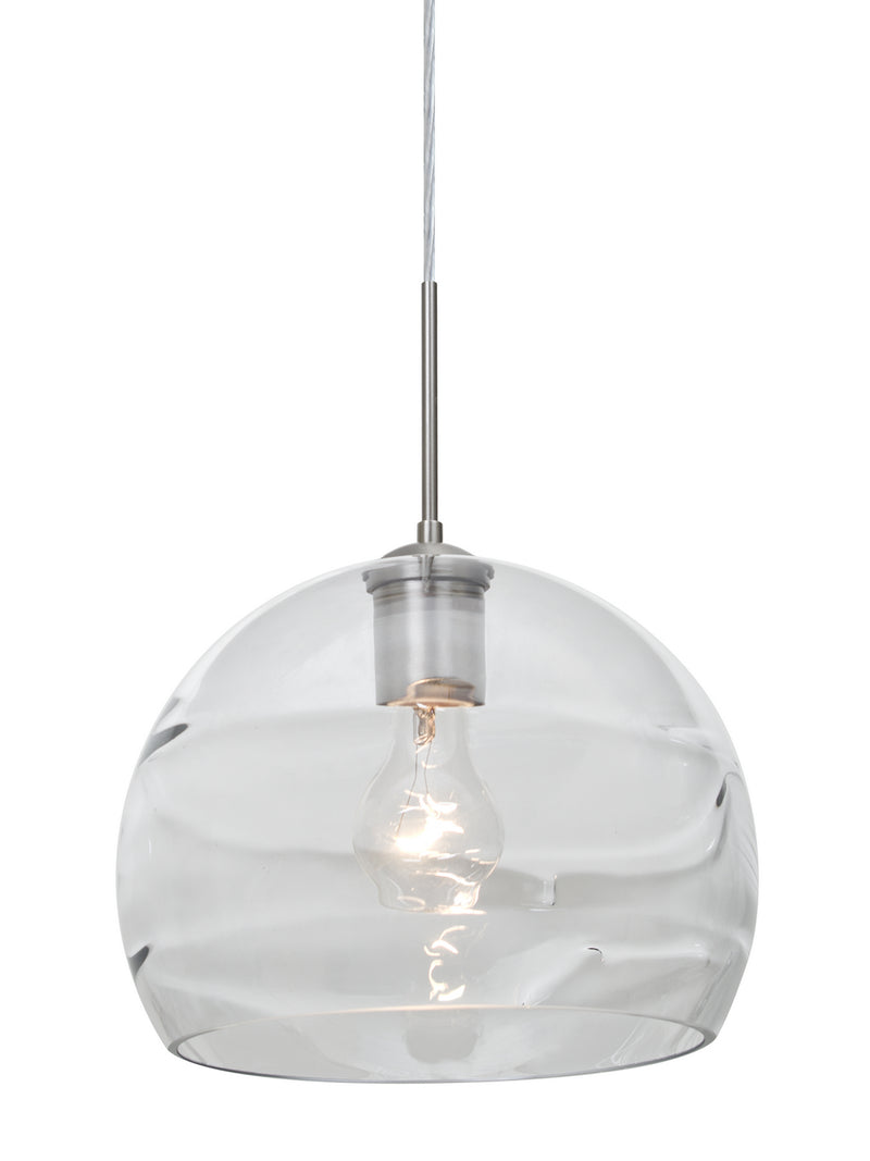 Besa 1JT-SPIR10CL-SN One Light Pendant, Satin Nickel