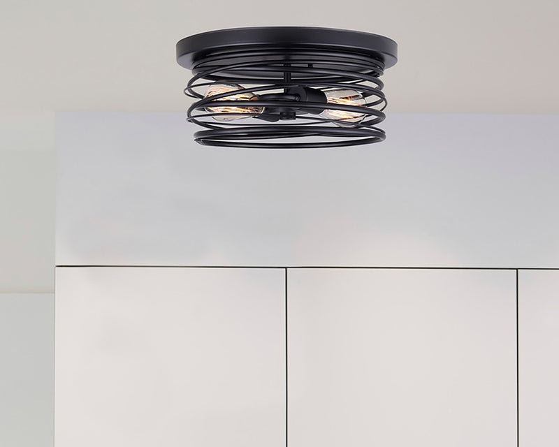 Canarm IFM411B14BK Two Light Flush Mount, Black