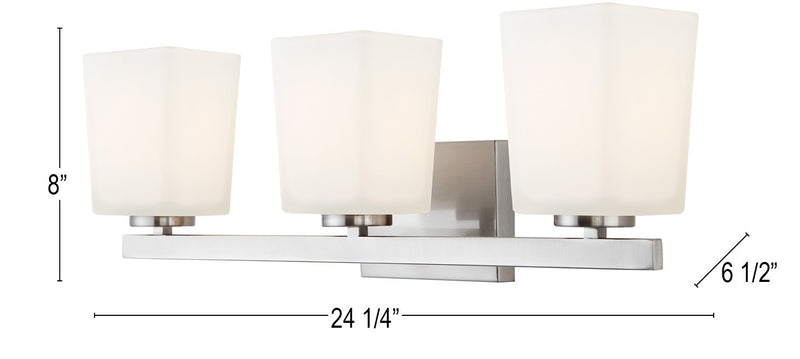 Canarm IVL472A03BN Three Light Vanity, Brushed Nickel