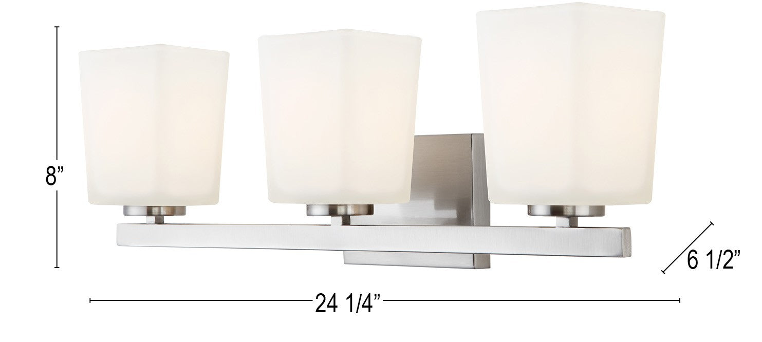 Canarm IVL472A03BN Three Light Vanity, Brushed Nickel