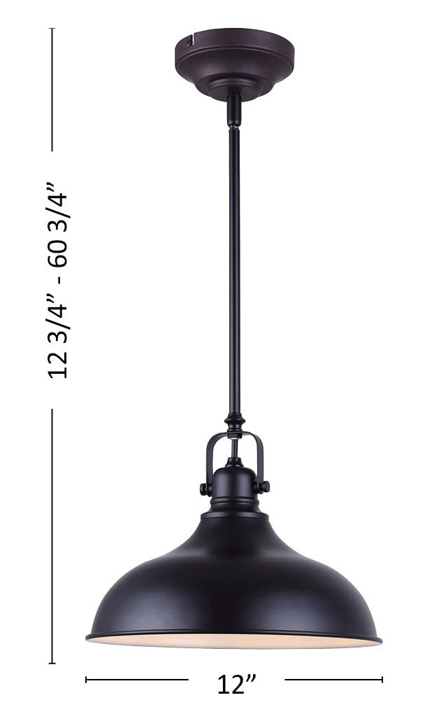 Canarm LPL103A01BK One Light Pendant, Black