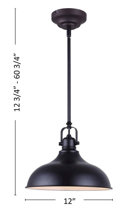 Canarm LPL103A01BK One Light Pendant, Black