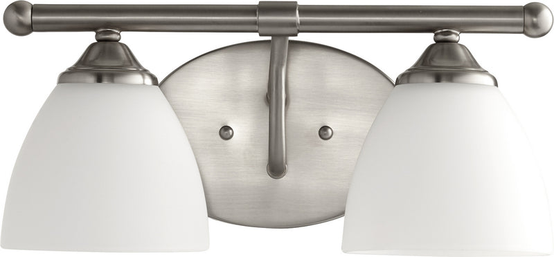 Quorum 5150-2-65 Two Light Vanity, Satin Nickel w/ Satin Opal