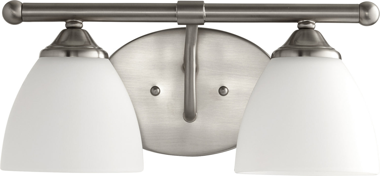 Quorum 5150-2-65 Two Light Vanity, Satin Nickel w/ Satin Opal