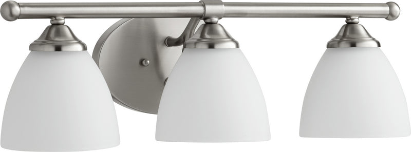 Quorum 5150-3-65 Three Light Vanity, Satin Nickel w/ Satin Opal