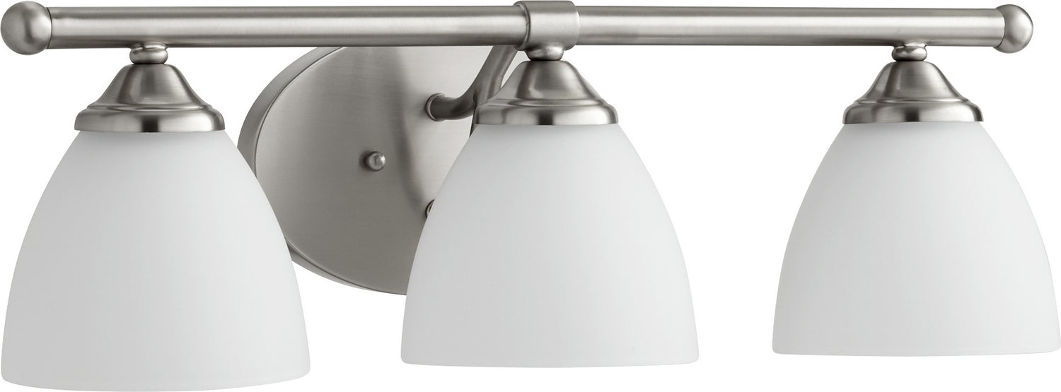 Quorum 5150-3-65 Three Light Vanity, Satin Nickel w/ Satin Opal