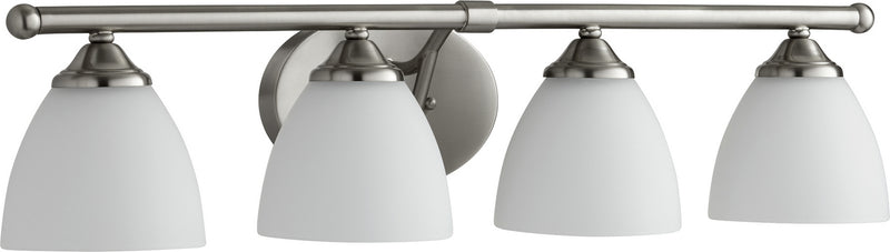 Quorum 5150-4-65 Four Light Vanity, Satin Nickel w/ Satin Opal