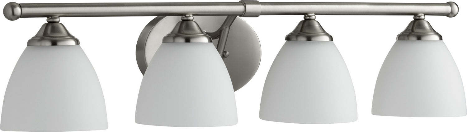 Quorum 5150-4-65 Four Light Vanity, Satin Nickel w/ Satin Opal