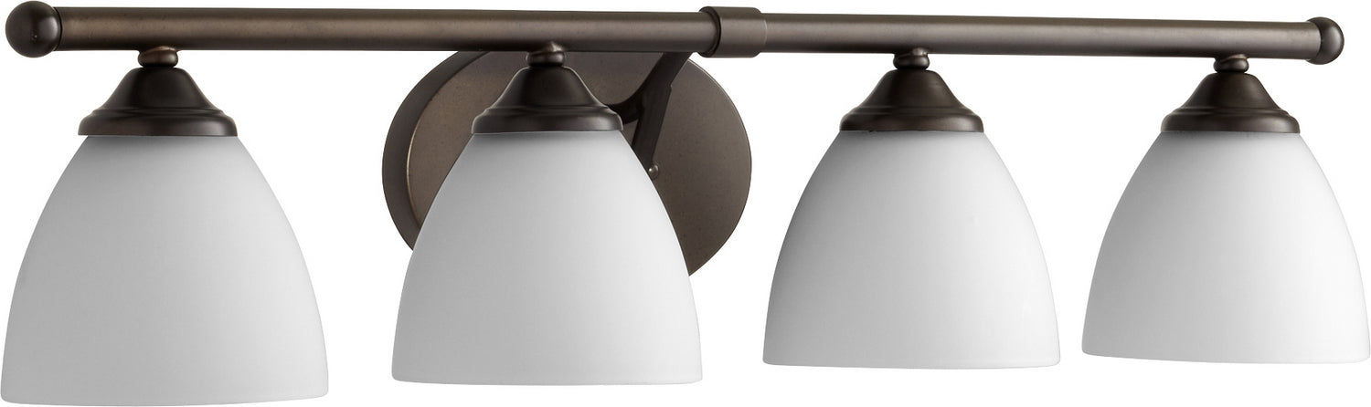 Quorum 5150-4-86 Four Light Vanity, Oiled Bronze w/ Satin Opal