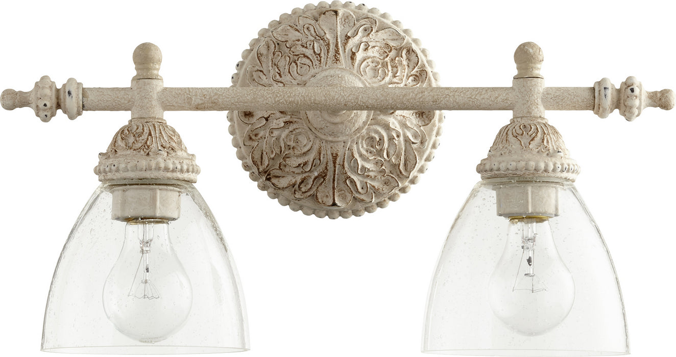 Quorum 5257-2-70 Two Light Vanity, Persian White w/ Clear/Seeded