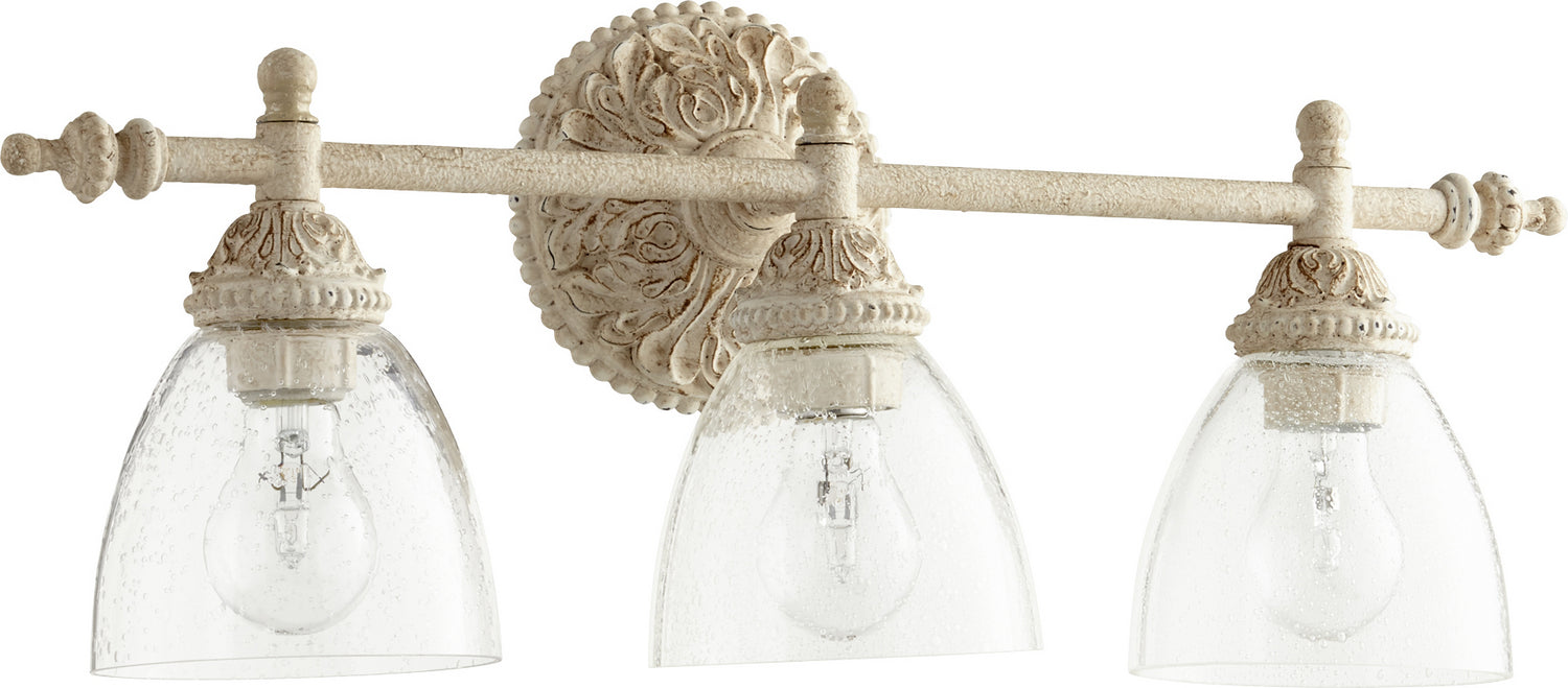Quorum 5257-3-70 Three Light Vanity, Persian White w/ Clear/Seeded