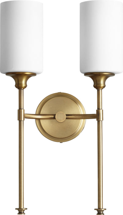 Quorum 5309-2-80 Two Light Wall Mount, Aged Brass