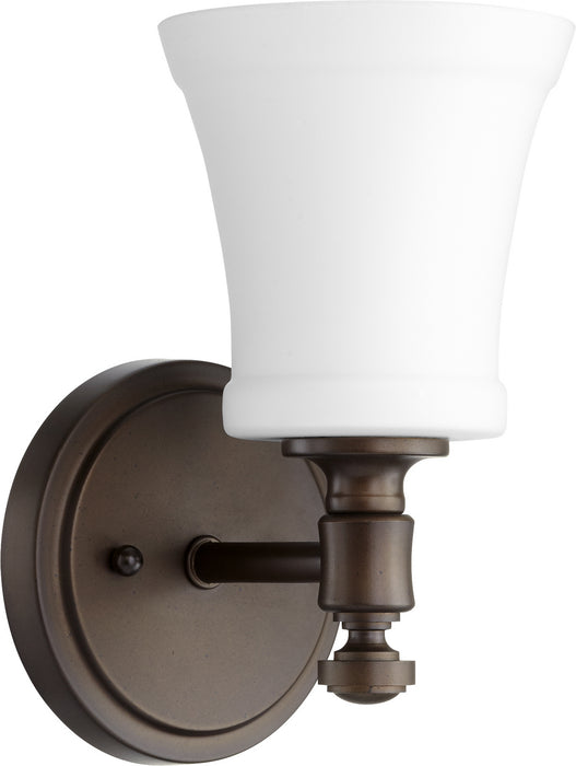 Quorum 5422-1-186 One Light Wall Mount, Oiled Bronze w/ Satin Opal
