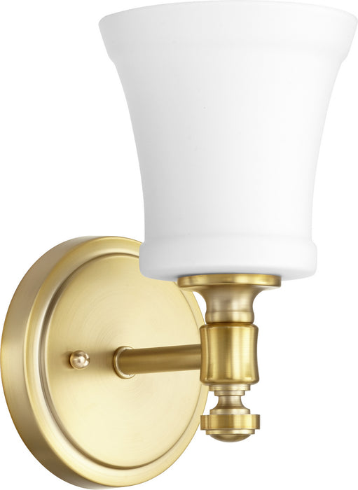 Quorum 5422-1-80 One Light Wall Mount, Aged Brass w/ Satin Opal